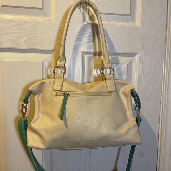 Revolution Couture synthetic leather Teal &Cream Handbag shoulder/crossbody.bag. - Picture 3 of 12